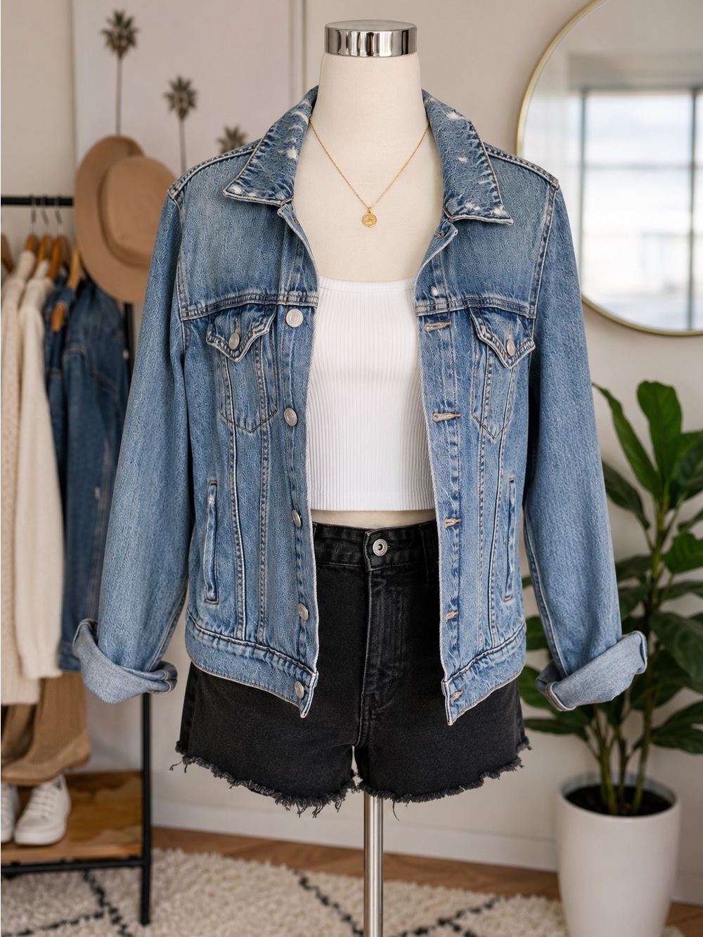 Lucky Brand Denim Jacket Womens Medium Distressed Blue Jean